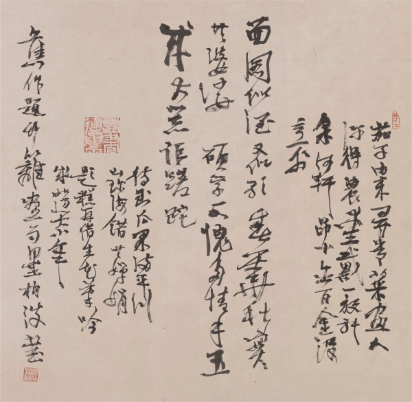 旧作《题竹篱画》68cm×68cm茄子由来寻常菜,画人深得农爱戴。一放神采何轩昂,十金百金没意外。面图似酒又似歌,春华秋实共婆娑。硕学不愧多情手,玉成大器讵蹉跎。待到瓜果满平川,山珍海错共婵娟。题糕再借生花笔,吟成如过大小年。.JPG